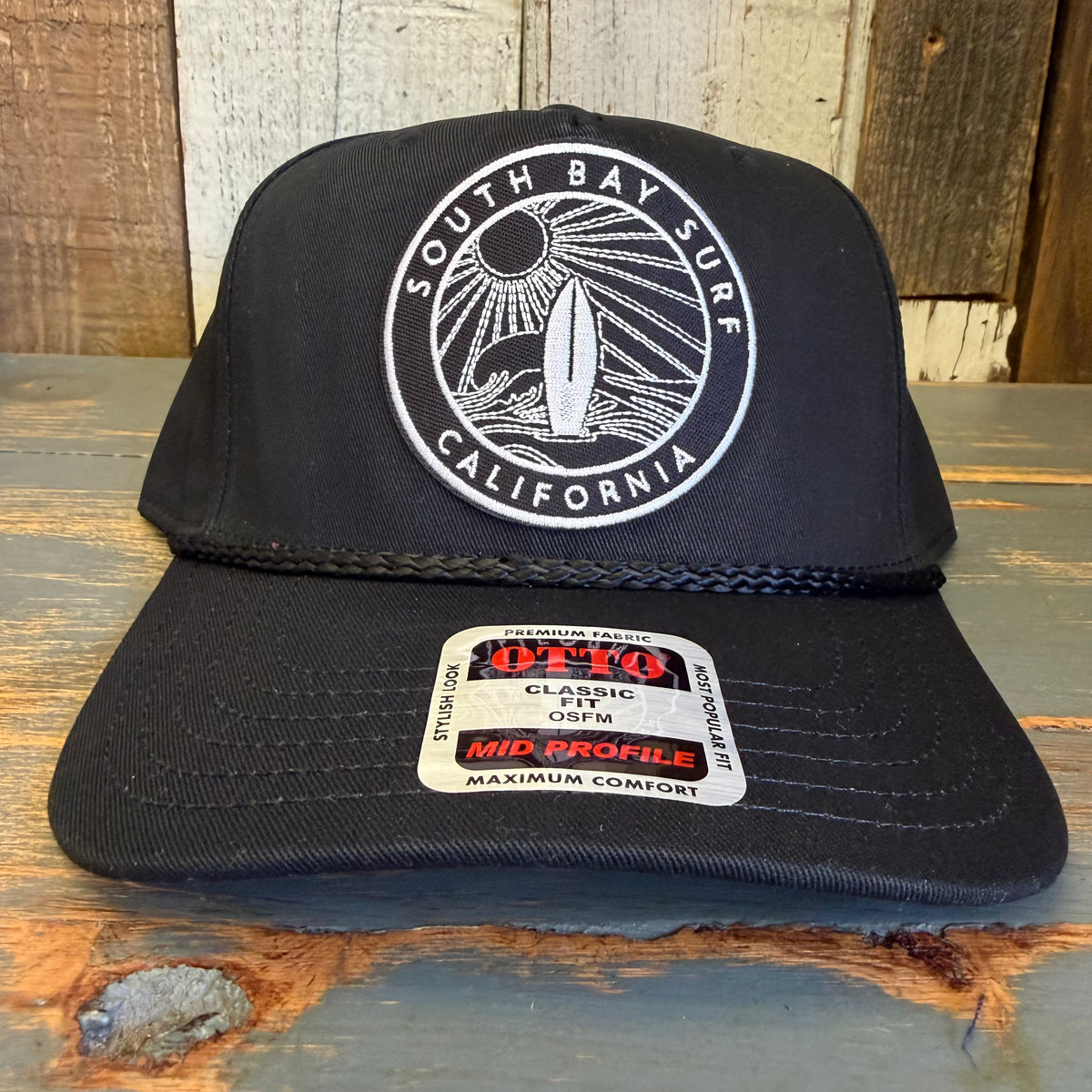 SOUTH BAY SURF CALIFORNIA 5 Panel Mid Profile Baseball Cap - Black
