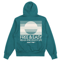 HORIZON LINES HEAVY FLEECE HOODIE - Jade