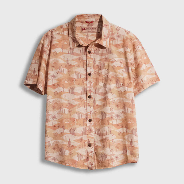 Desert Dreams Short Sleeve Button Up Shirt - Orange