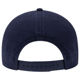 Navy blue unstructured 6-panel dad hat with adjustable snapback, suitable for casual wear.