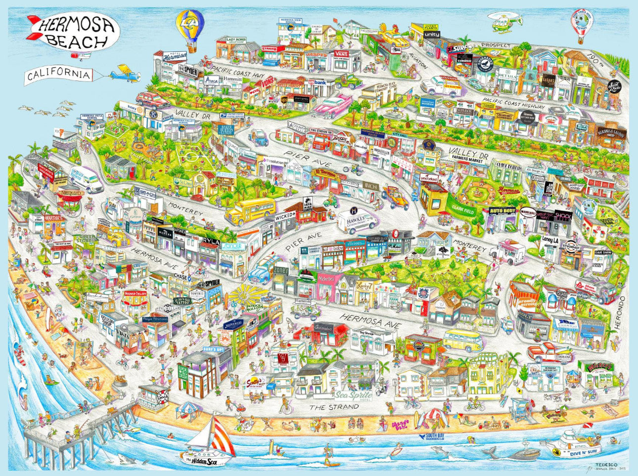 Hermosa Beach City Map Art Poster Puzzle (18