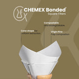 CHEMEX® ☕️ Bonded Filters Pre-Folded WHITE Squares :: FS-100