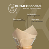 CHEMEX® ☕️  Bonded Filters Pre-Folded NATURAL Squares :: FSU-100