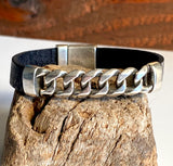 Leather Id Chain Bracelet
