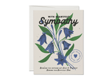 Sympathy card with blue floral design on heavyweight cardstock, suitable for offering comfort and support.