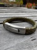 Push Clasp Heavy Leather Bracelet: Men