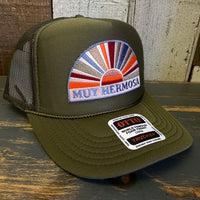 Hermosa Beach MUY HERMOSA High Crown Trucker Hat - Olive