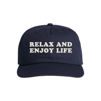 Relax 5 Panel Strapback Hat - Navy