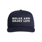 Relax 5 Panel Strapback Hat - Navy