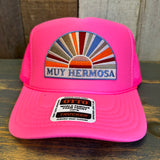 Hermosa Beach MUY HERMOSA Trucker Hat - Neon Pink
