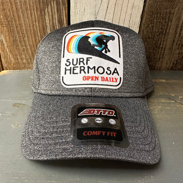 Hermosa Beach SURF HERMOSA :: OPEN DAILY 6 Panel Low Profile Baseball Cap - Heather Black