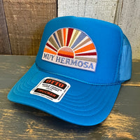 Hermosa Beach MUY HERMOSA High Crown Trucker Hat - Turquoise Blue