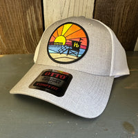 Hermosa Beach OBLIGATORY SUNSET "OTTO COMFY FIT" 6 Panel Low Profile Mesh Baseball Cap - Heather Grey/White
