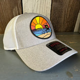 Hermosa Beach OBLIGATORY SUNSET "OTTO COMFY FIT" 6 Panel Low Profile Mesh Baseball Cap - Heather Grey/White