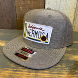 Hermosa Beach CALIFORNIA LICENSE PLATE 6 Panel Mid Profile Snapback Hat - Chambray Charcoal Gray