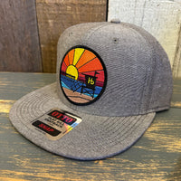Hermosa Beach OBLIGATORY SUNSET 6 Panel Mid Profile Snapback Hat - Chambray Charcoal Gray