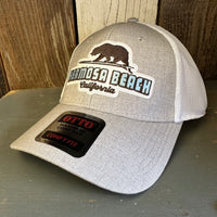 Hermosa Beach SURFING GRIZZLY BEAR "OTTO COMFY FIT" 6 Panel Low Profile Mesh Baseball Cap - Heather Grey/White
