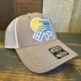 Hermosa Beach LIFEGUARD TOWER 6 Panel Low Profile Mesh Back Trucker Hat - Khaki/White