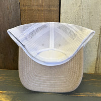 Hermosa Beach SUNBEAMS 6 Panel Low Profile Mesh Back Trucker Hat - Khaki/White
