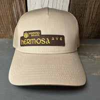Hermosa Beach HERMOSA AVE - 5 Panel Mid Profile Mesh Back Trucker Hat - Khaki