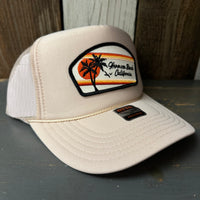 Hermosa Beach RETRO SUNSET High Crown Trucker Hat (Khaki)