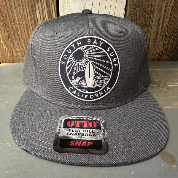 SOUTH BAY SURF (Navy Patch) 6-Panel Mid Profile Snapback Hat - Heather Black