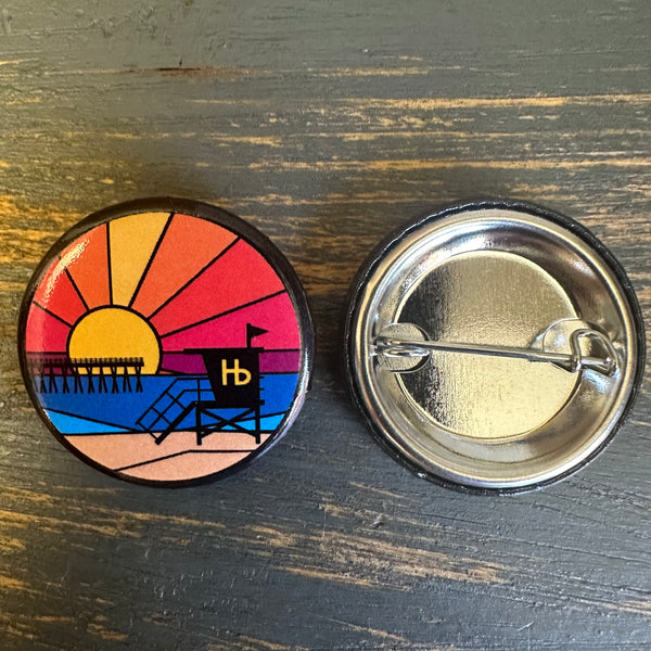Hermosa Beach OBLIGATORY SUNSET - Pin Button (1.25")