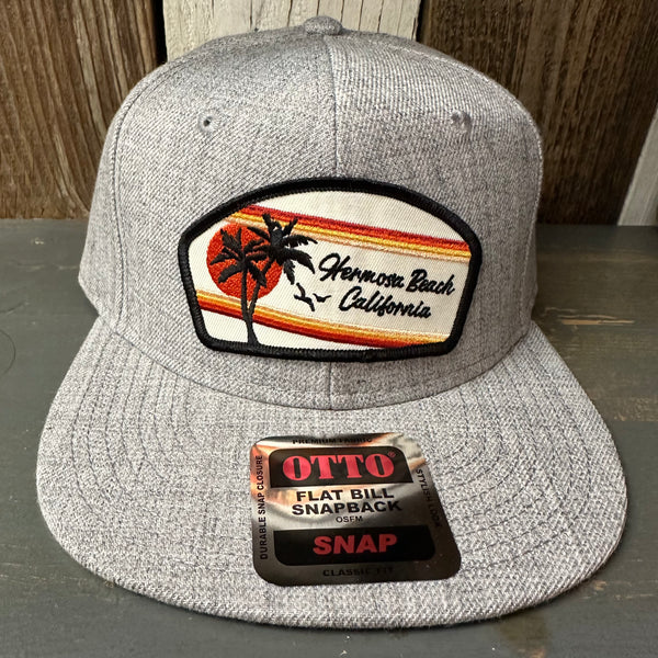 Hermosa Beach RETRO SUNSET Premium 6-Panel Mid Profile Snapback Hat - Grey