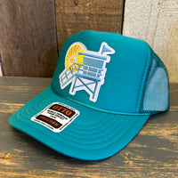 Hermosa Beach LIFEGUARD TOWER High Crown Trucker Hat - Jade Green