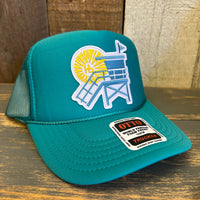Hermosa Beach LIFEGUARD TOWER High Crown Trucker Hat - Jade Green