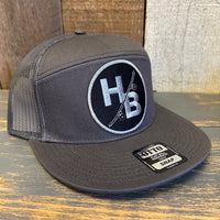 Hermosa Beach SKATEBOARDING WAS NEVER A CRIME 7 Panel Mid Profile Trucker Snapback Hat - Charcoal Grey