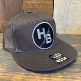 Hermosa Beach SKATEBOARDING WAS NEVER A CRIME 7 Panel Mid Profile Trucker Snapback Hat - Charcoal Grey
