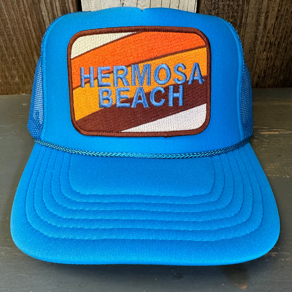 Hermosa Beach GOLF CARTS & YOGA PANTS Trucker Hat - Neon Blue