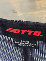 SO FAR...SO BUENO Premium Denim Trucker Hat - Navy/Gold Stitching