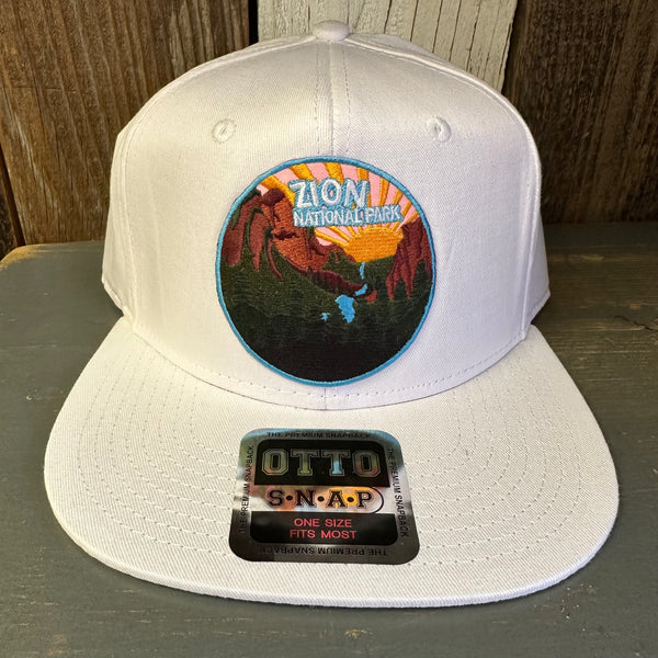 ZION NATIONAL PARK 6 Panel Mid Profile Snapback Hat - White
