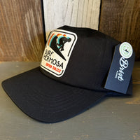 Hermosa Beach SURF HERMOSA :: OPEN DAILY - 5 Panel Hat - Black