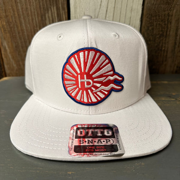 Hermosa Beach CHILL THE 4th OUT! 6 Panel Mid Profile Snapback Hat - White