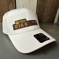 Hermosa Beach PIER AVE - 6 Panel Low Profile Baseball Cap - White