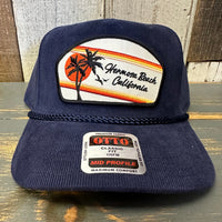 Hermosa Beach RETRO SUNSET Corduroy Baseball Cap - Navy Blue