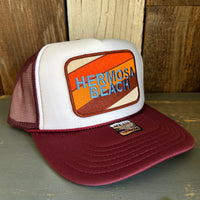Hermosa Beach GOLF CARTS & YOGA PANTS Trucker Hat - Maroon/White/Maroon
