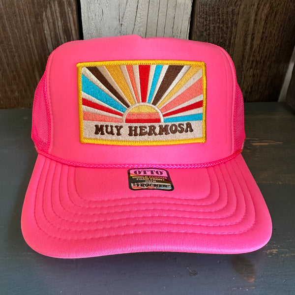 Hermosa Beach MUY HERMOSA Trucker Hat - Neon Pink