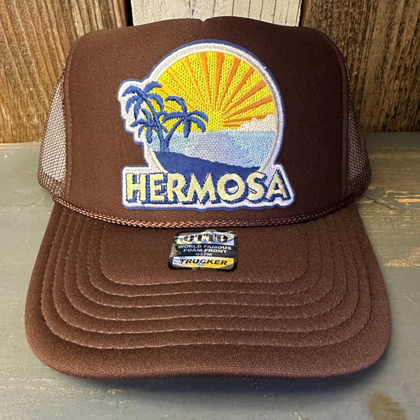 Hermosa Beach FIESTA High Crown Trucker Hat - Brown