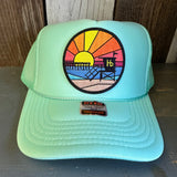 Hermosa Beach OBLIGATORY SUNSET High Crown Trucker Hat - Seafoam Green