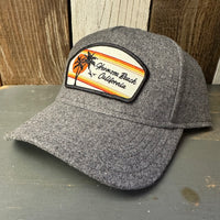 Hermosa Beach RETRO SUNSET 5 Panel Low Profile Melton Wool Blend Baseball Cap with Velcro Closure - Heather Grey