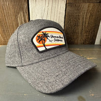 Hermosa Beach RETRO SUNSET 5 Panel Low Profile Melton Wool Blend Baseball Cap with Velcro Closure - Heather Grey