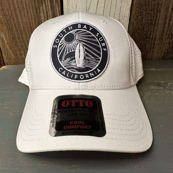 SOUTH BAY SURF CALIFORNIA (Navy Colored Patch) - 6 Panel Low Profile Baseball Cap - White