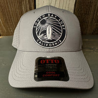 SOUTH BAY SURF CALIFORNIA (Navy Colored Patch) - 6 Panel Low Profile Baseball Cap - Light Grey