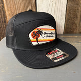 Hermosa Beach RETRO SUNSET 7 Panel Mid Profile Trucker Snapback Hat - Black