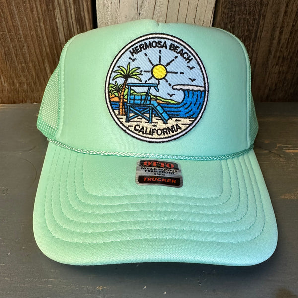 Hermosa Beach SHOREFRONT High Crown Trucker Hat - Seafoam Green