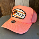 Hermosa Beach RETRO SUNSET High Crown Trucker Hat - Coral